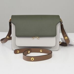 MARNI MEDIUM TRUNK BAG IN GREEN GREY AND BROWN